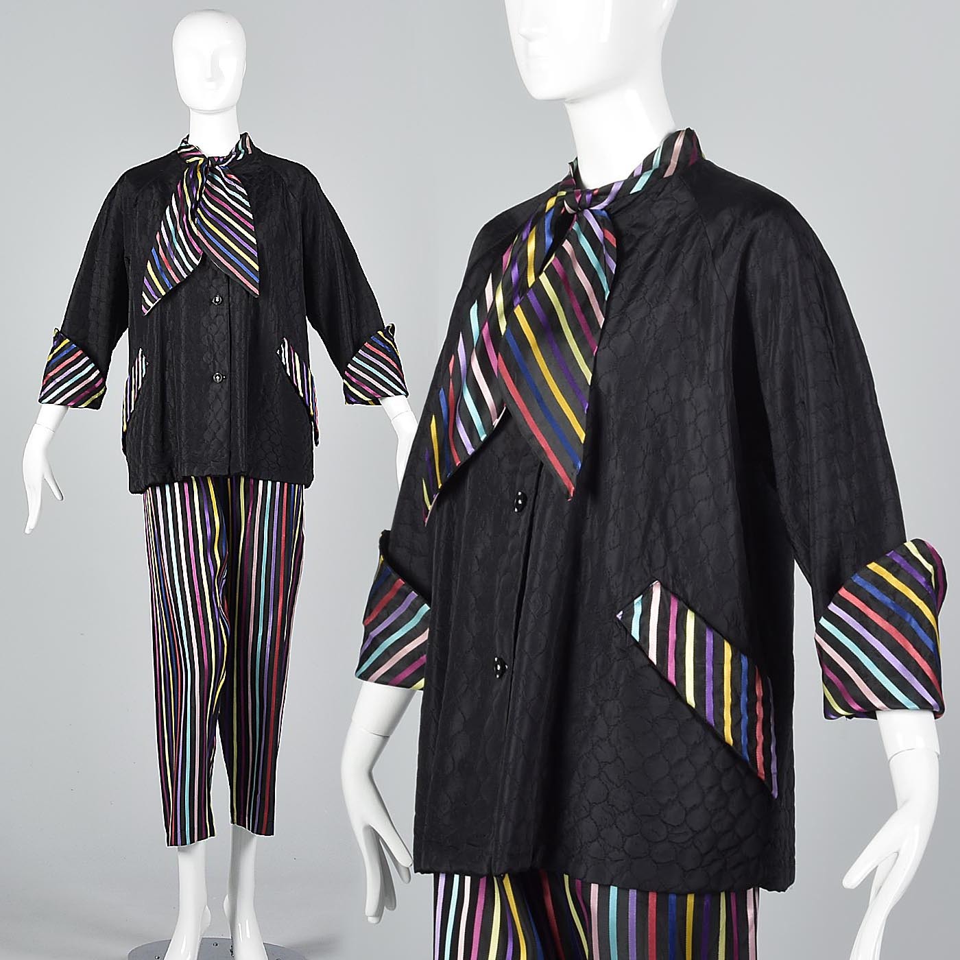 1950s Ribbon Stripe Pajama Set