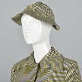 1940s Aquatogs Yellow Check Raincoat with Matching Rain Hat