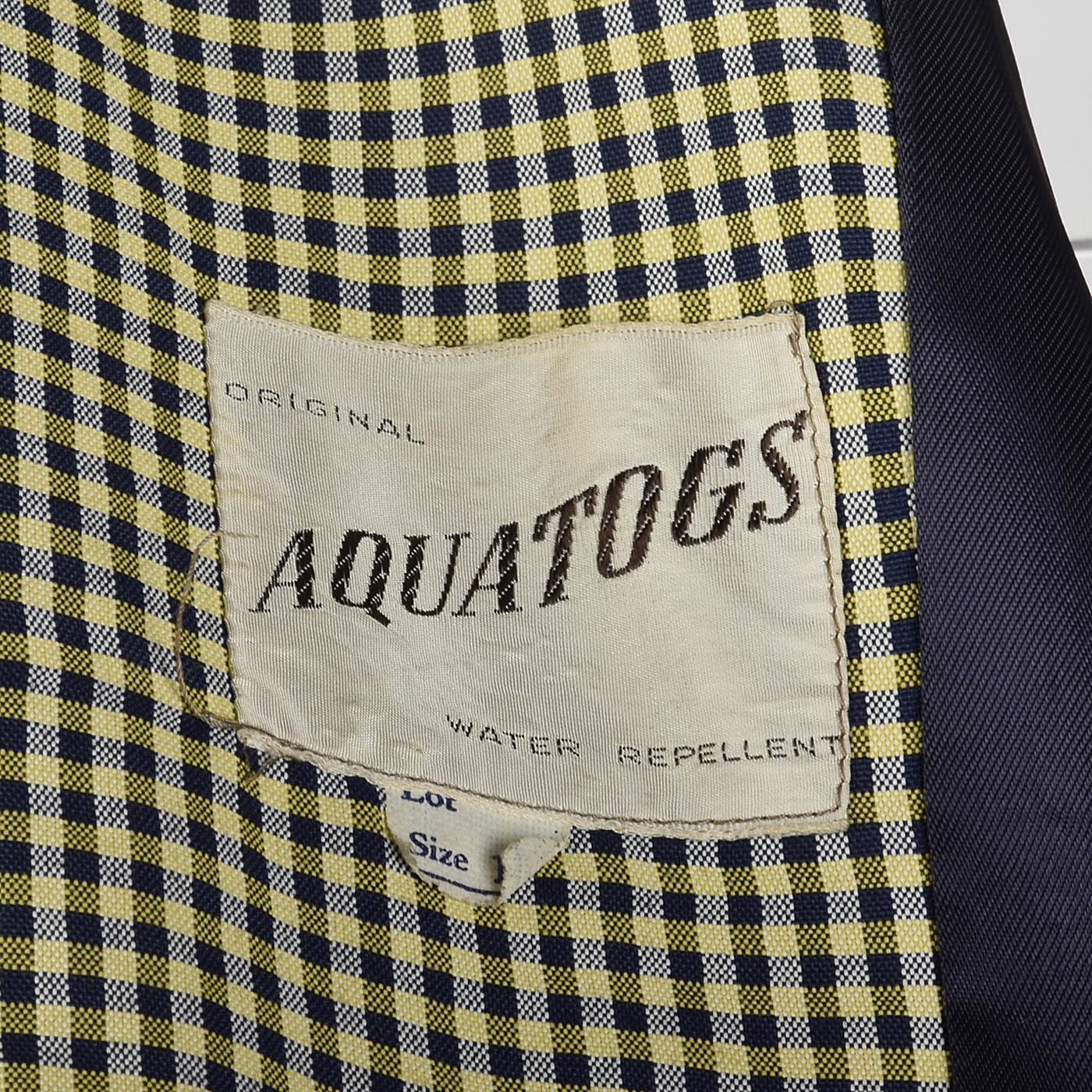 1940s Aquatogs Yellow Check Raincoat with Matching Rain Hat