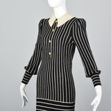 1970s Adolfo Long Sleeve Striped Knit Dress