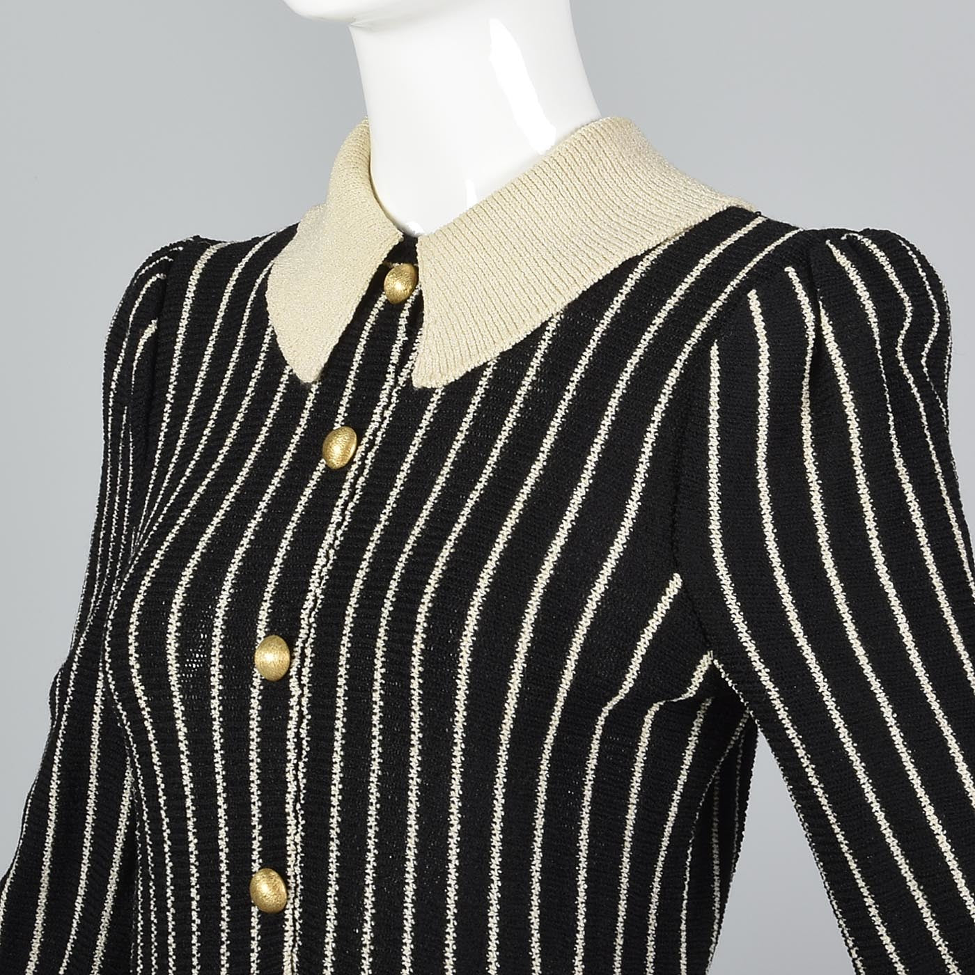 1970s Adolfo Long Sleeve Striped Knit Dress