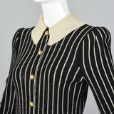 1970s Adolfo Long Sleeve Striped Knit Dress
