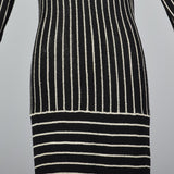 1970s Adolfo Long Sleeve Striped Knit Dress