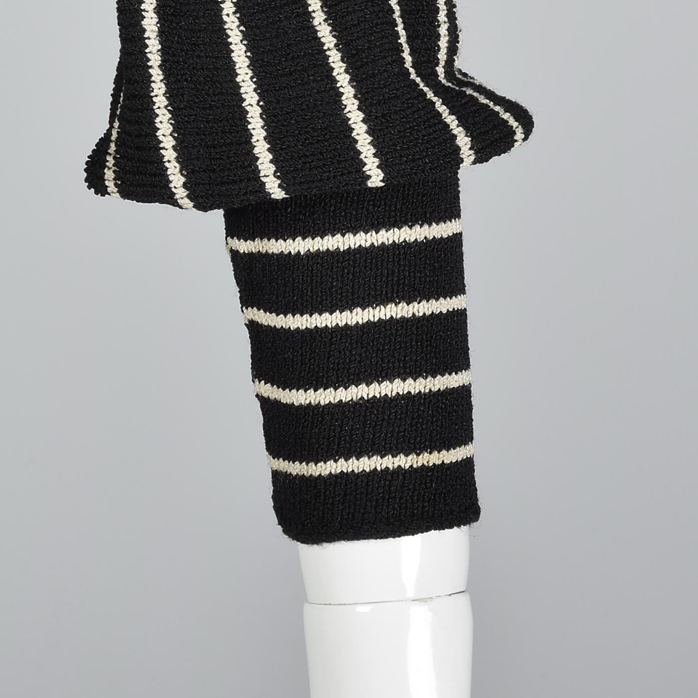 1970s Adolfo Long Sleeve Striped Knit Dress