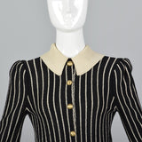 1970s Adolfo Long Sleeve Striped Knit Dress