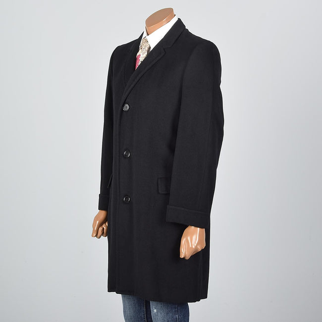 1950s Men's Black Cashmere Coat by Kuppenheimer