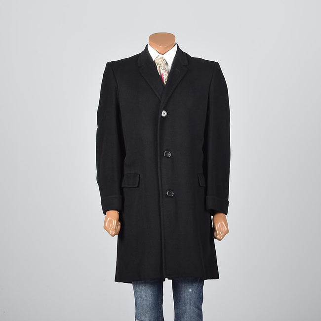 1950s Men's Black Cashmere Coat by Kuppenheimer