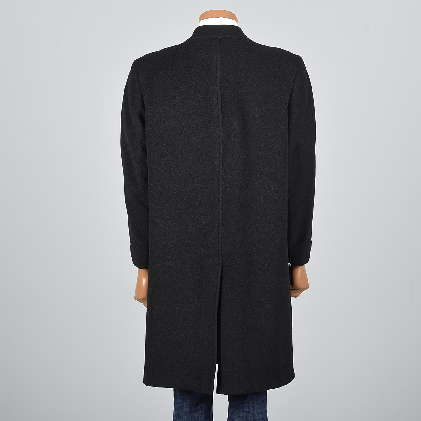 1970s Men's Classic Black Cashmere Coat