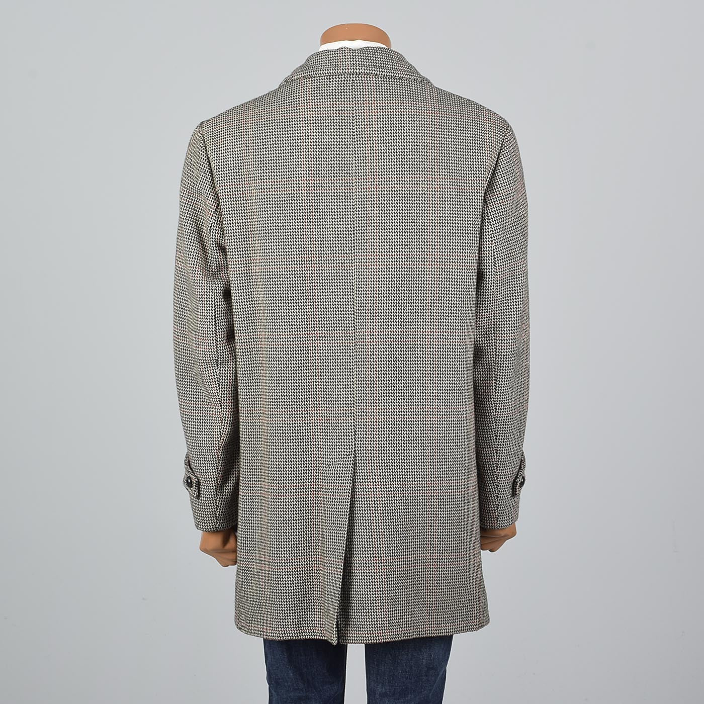 1970s Mens Tweed Coat in Windowpane Plaid