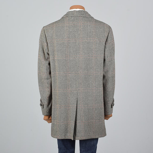 1970s Mens Tweed Coat in Windowpane Plaid