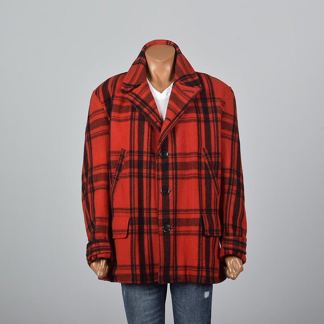 1940s Men's Red Plaid Hunting Coat by Merrill Woolen Mills