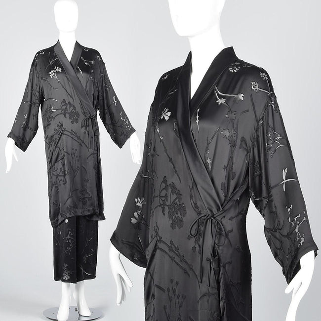 Sonia Rykiel Asian Inspired Minimalist Silk Burnout Separates Set
