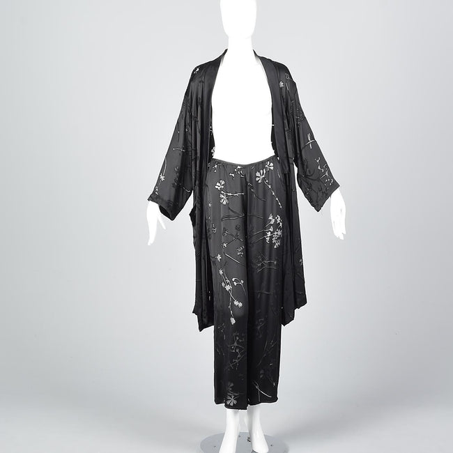 Sonia Rykiel Asian Inspired Minimalist Silk Burnout Separates Set