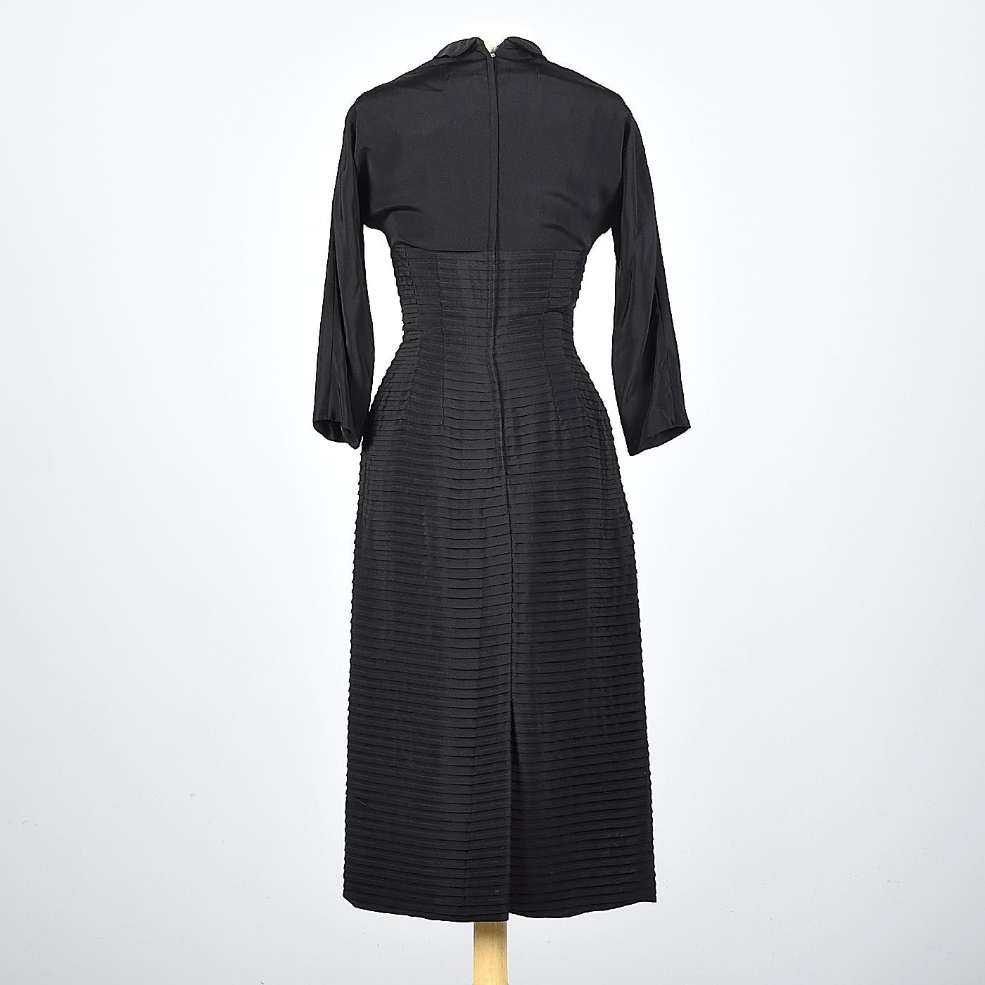 1950s Pleated Black Dress