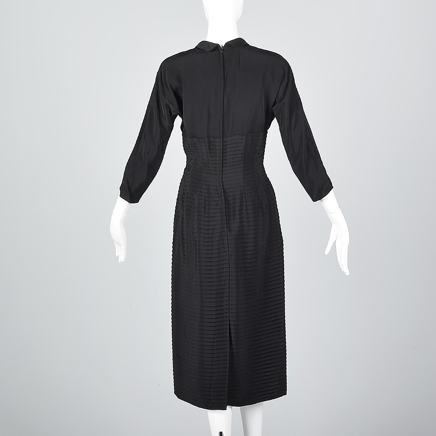 1950s Pleated Black Dress