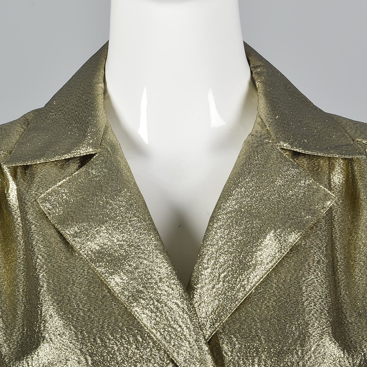 1970s Mollie Parnis Gold Lamé Blouse with Bishop Sleeves