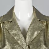 1970s Mollie Parnis Gold Lamé Blouse with Bishop Sleeves