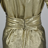1970s Mollie Parnis Gold Lamé Blouse with Bishop Sleeves
