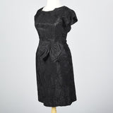 1950s Black Dress with Black Floral Embroidery