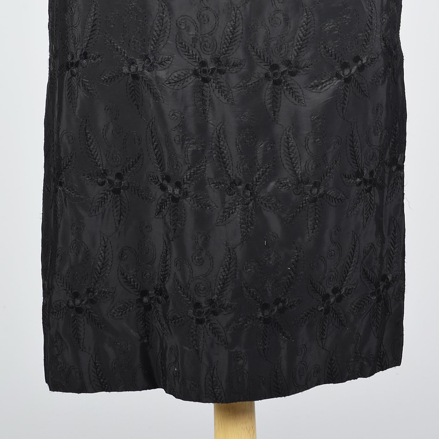 1950s Black Dress with Black Floral Embroidery