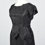 1950s Black Dress with Black Floral Embroidery