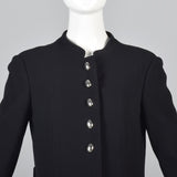 1960s Via Veneto Black Wool Coat with Silver Buttons