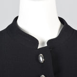 1960s Via Veneto Black Wool Coat with Silver Buttons