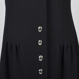 1960s Via Veneto Black Wool Coat with Silver Buttons