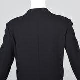 1960s Via Veneto Black Wool Coat with Silver Buttons