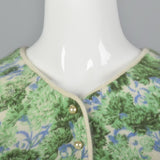 1960s Green and Blue Floral Print Angora Sweater