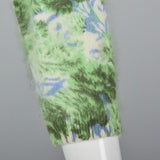 1960s Green and Blue Floral Print Angora Sweater
