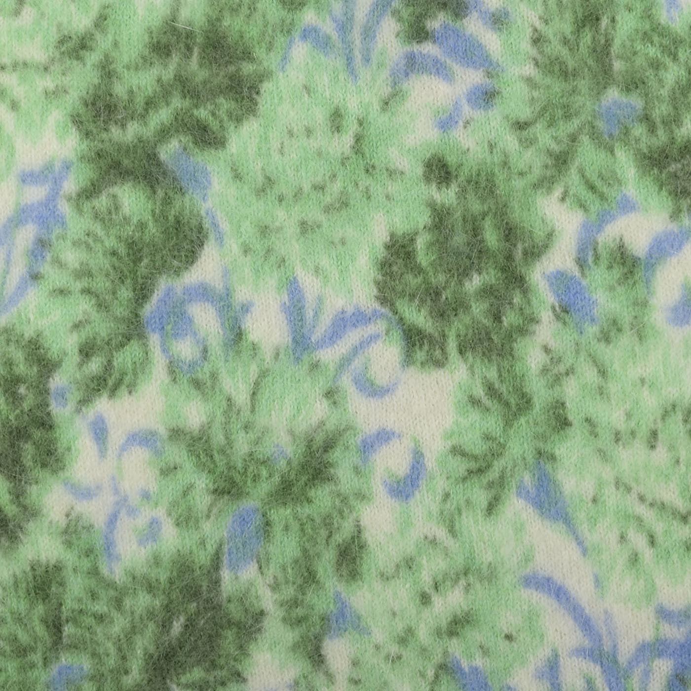 1960s Green and Blue Floral Print Angora Sweater