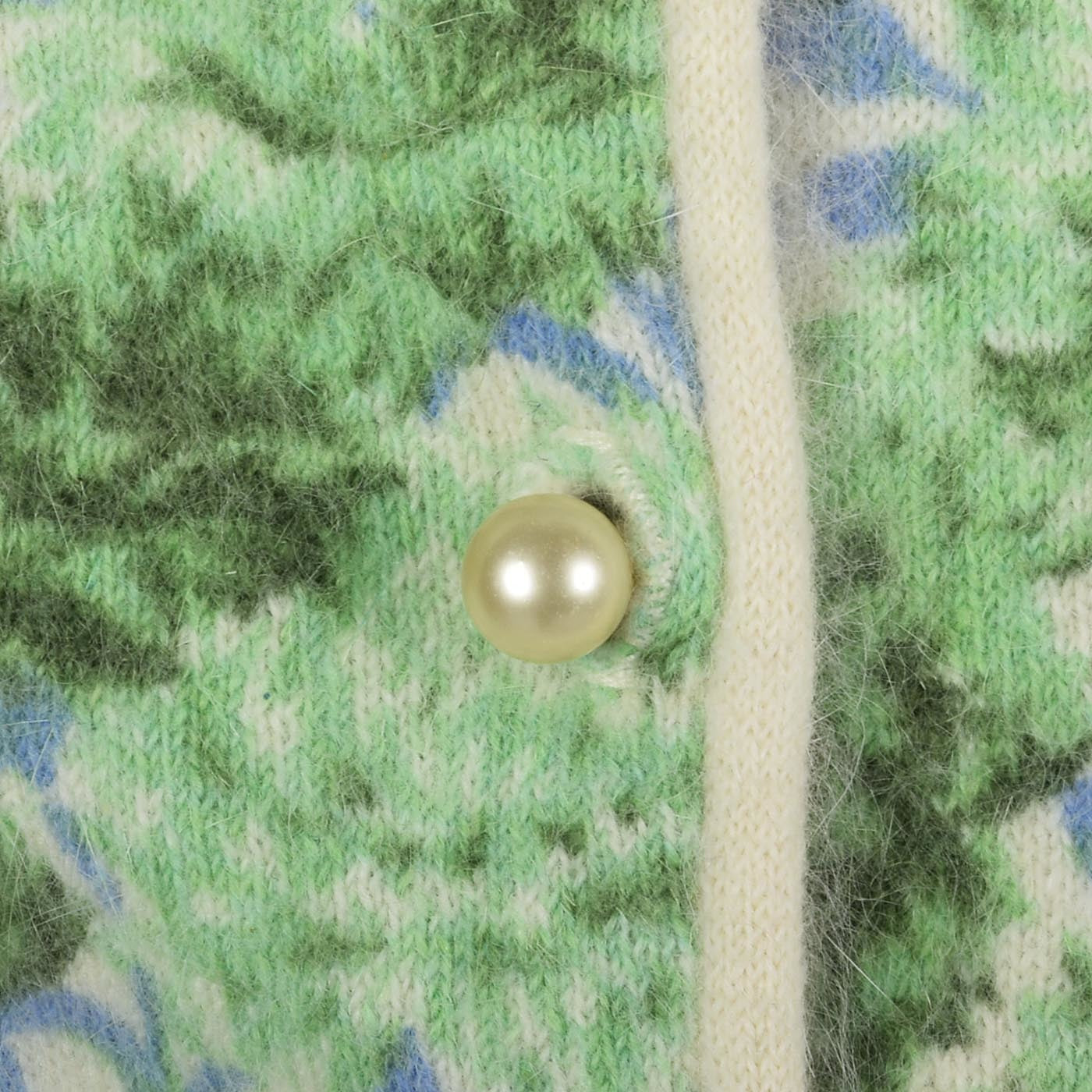 1960s Green and Blue Floral Print Angora Sweater
