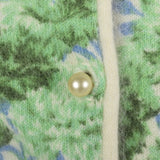 1960s Green and Blue Floral Print Angora Sweater