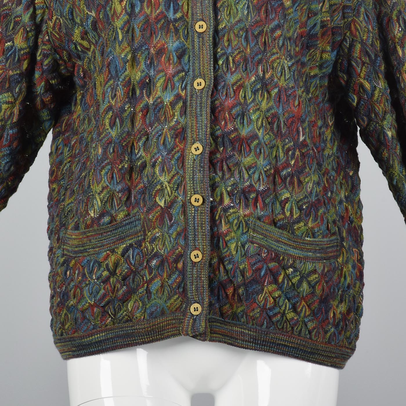 1980s Missoni Green Knit Cardigan Sweater