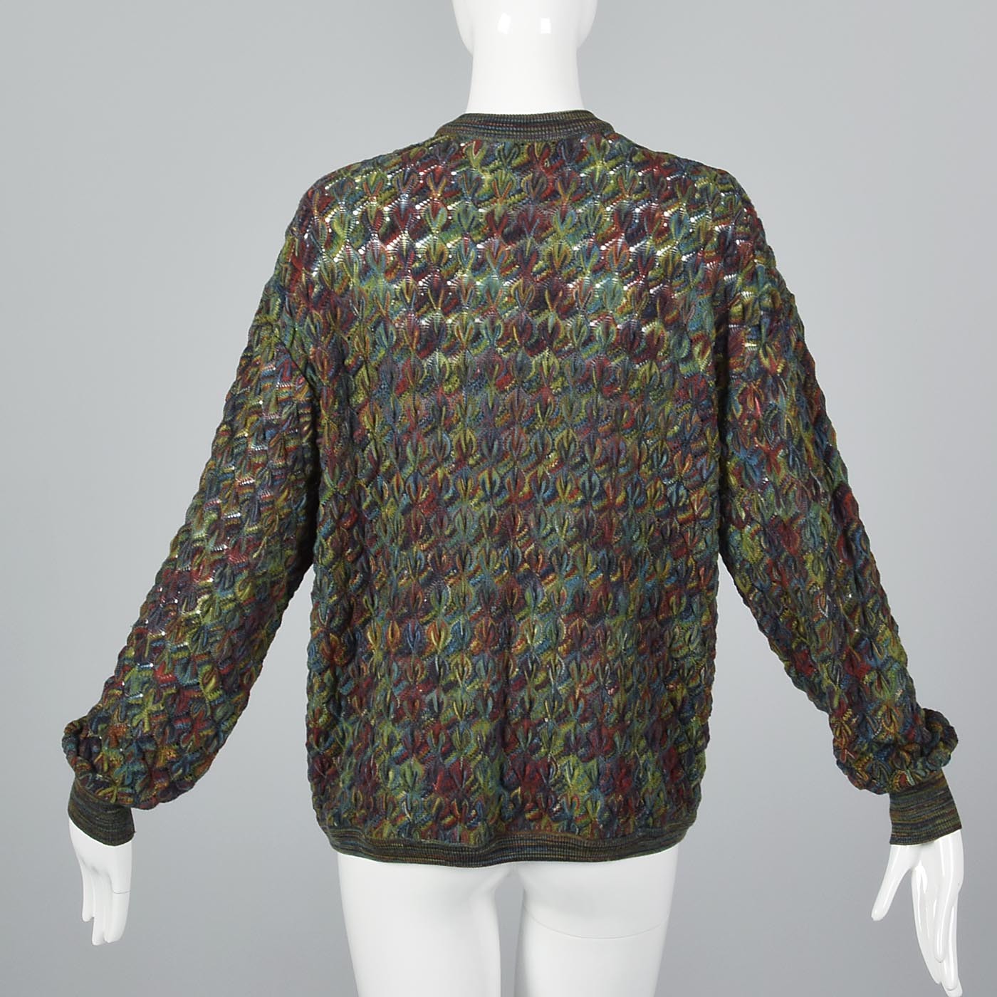 1980s Missoni Green Knit Cardigan Sweater