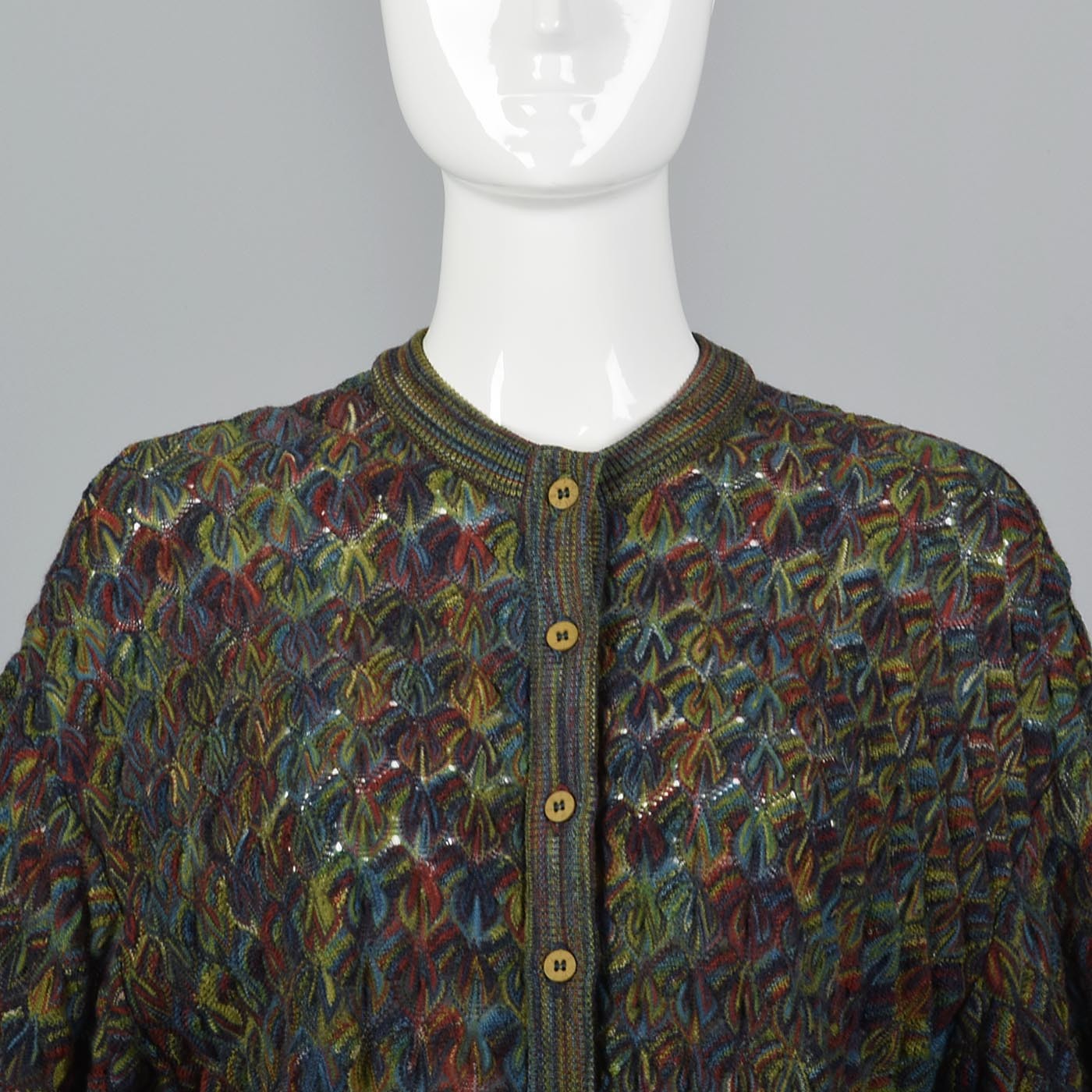 1980s Missoni Green Knit Cardigan Sweater