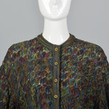 1980s Missoni Green Knit Cardigan Sweater