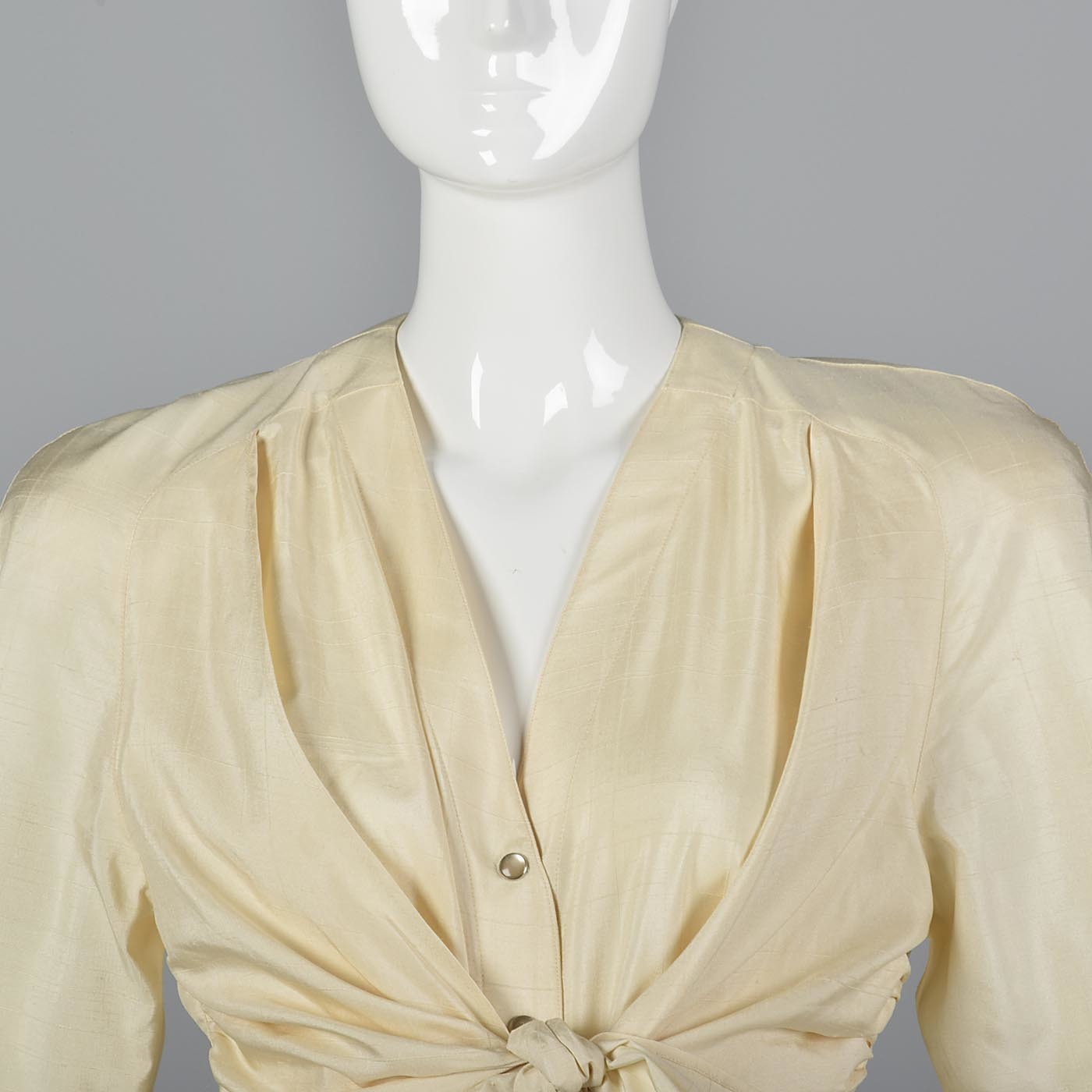 1980s Thierry Mugler Cream Silk Dress