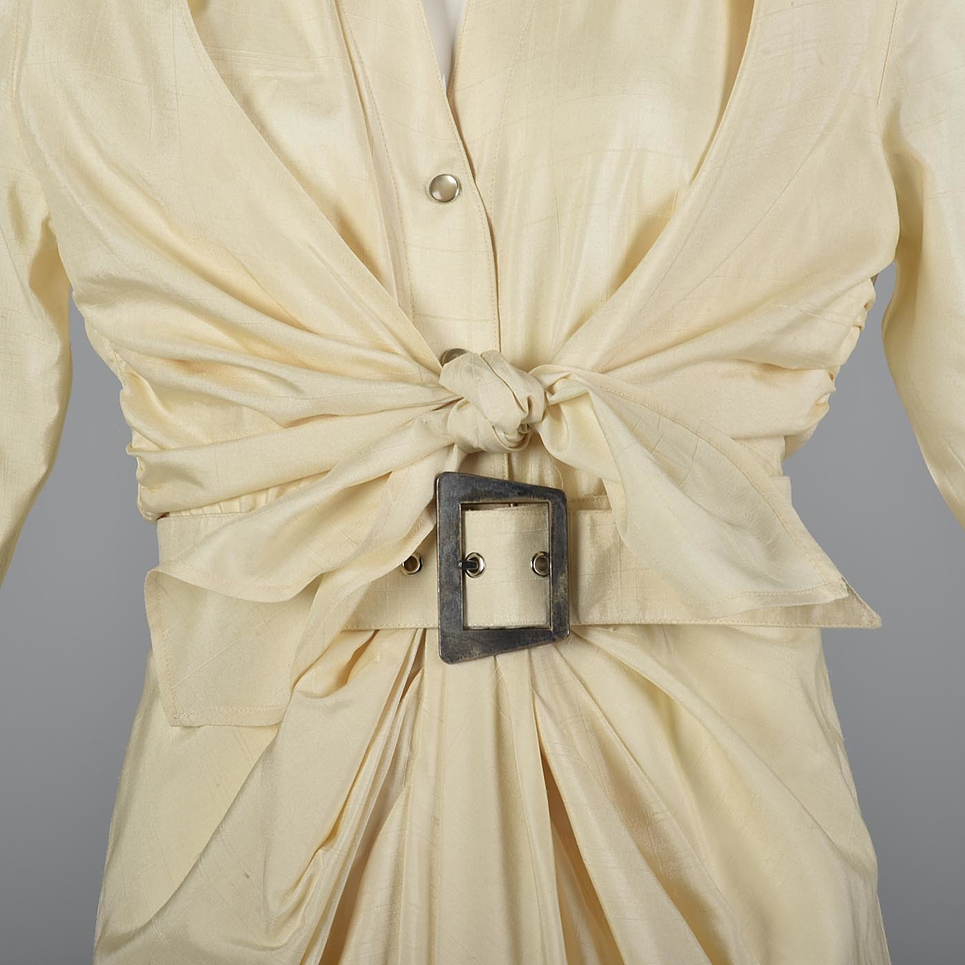 1980s Thierry Mugler Cream Silk Dress