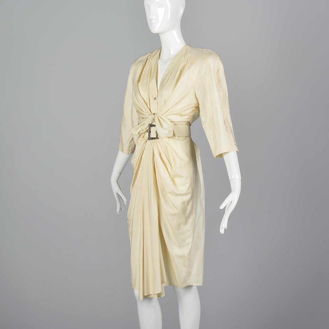 1980s Thierry Mugler Cream Silk Dress