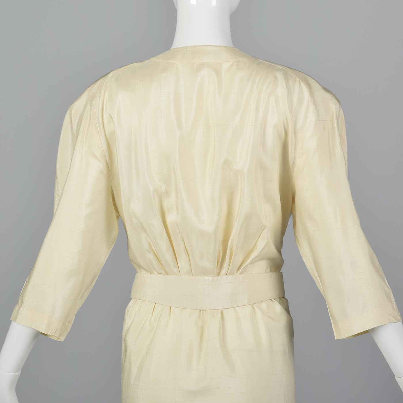 1980s Thierry Mugler Cream Silk Dress