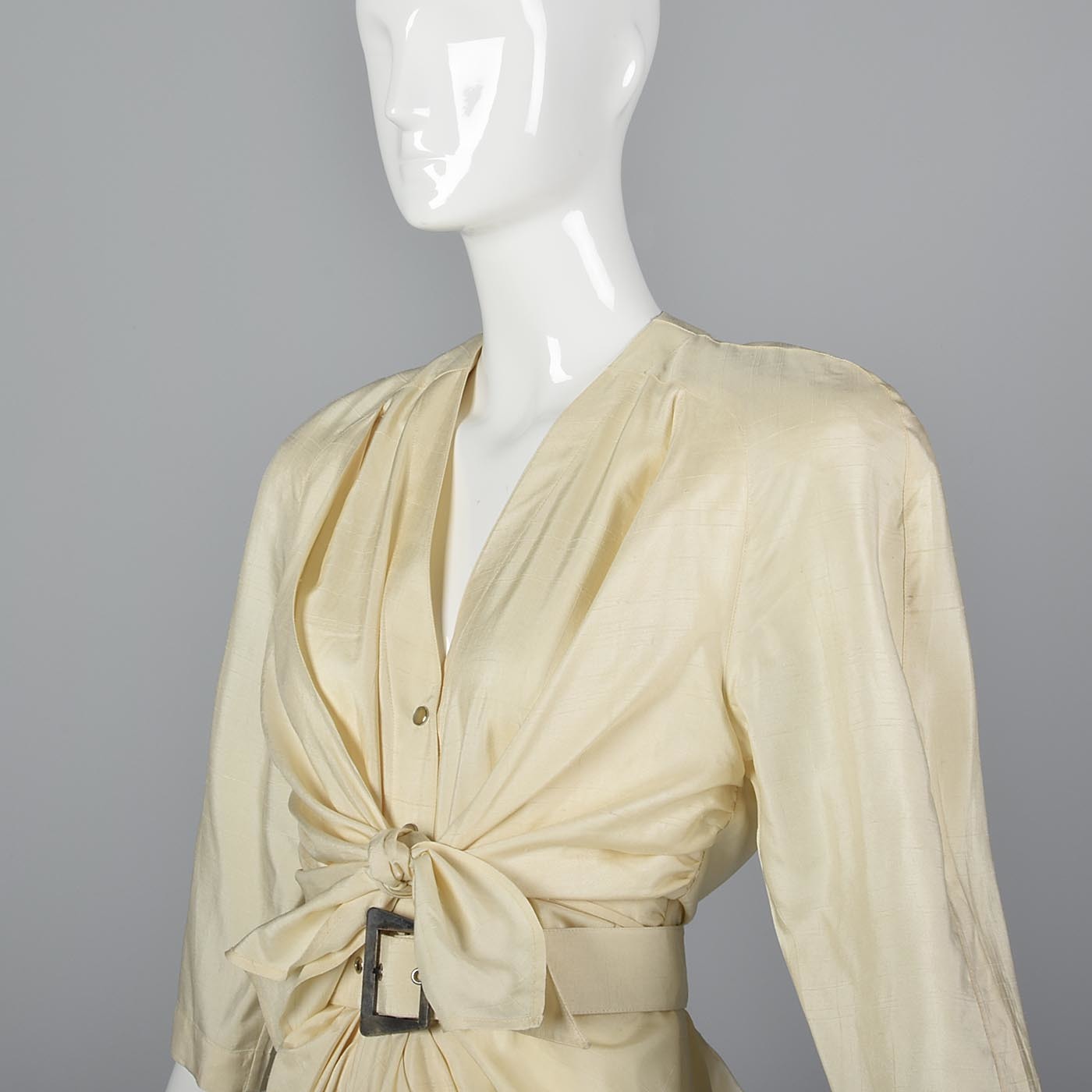 1980s Thierry Mugler Cream Silk Dress