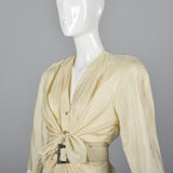 1980s Thierry Mugler Cream Silk Dress