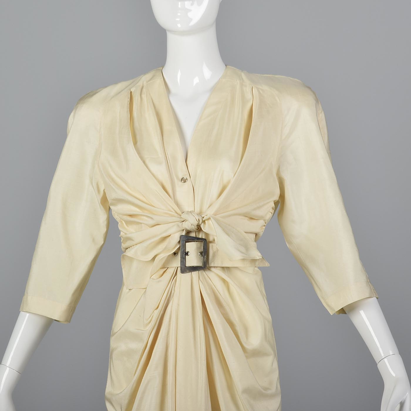 1980s Thierry Mugler Cream Silk Dress