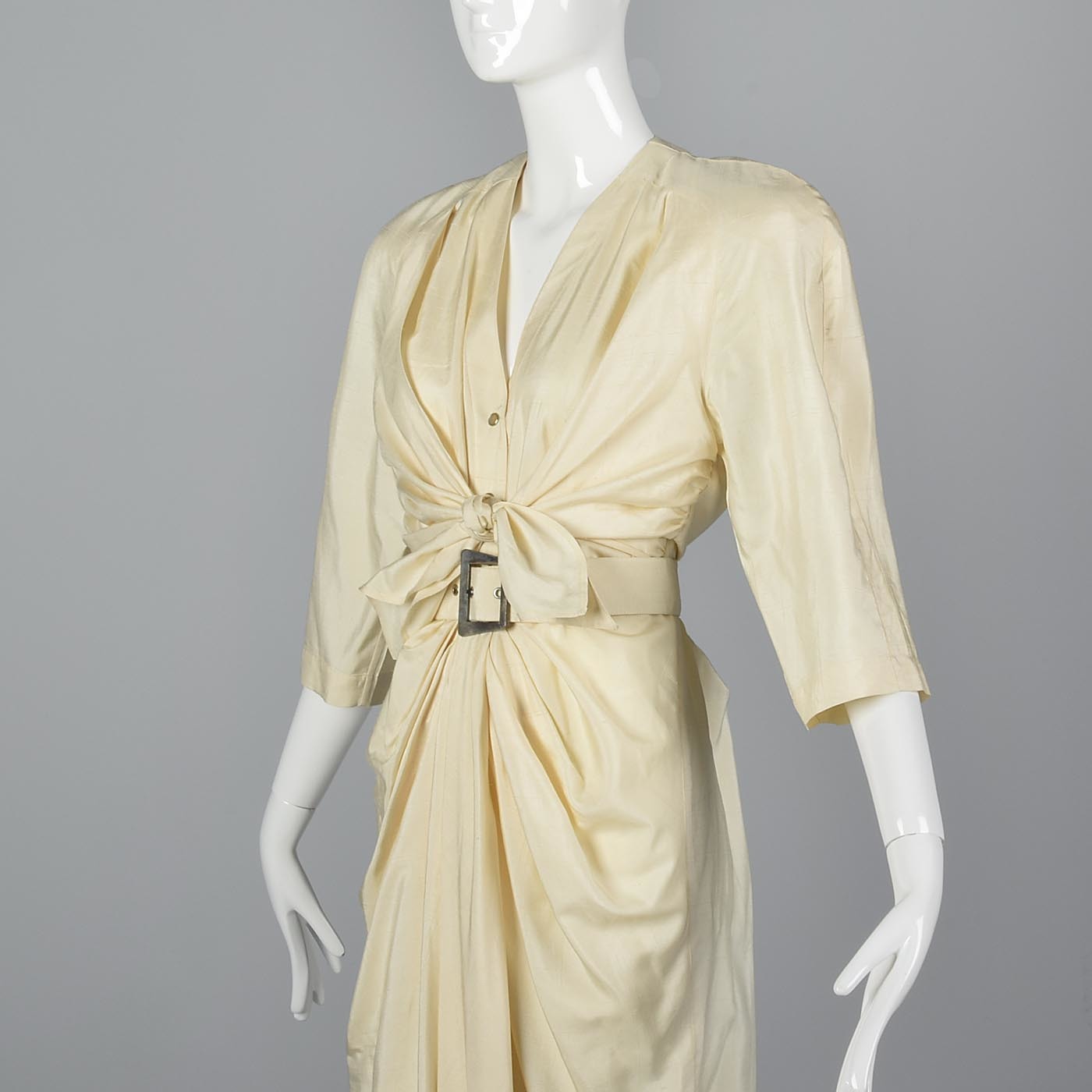 1980s Thierry Mugler Cream Silk Dress