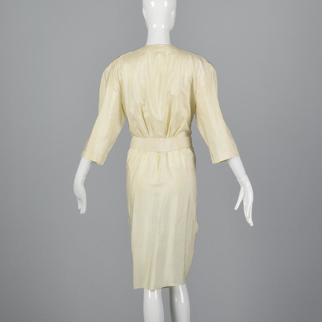 1980s Thierry Mugler Cream Silk Dress