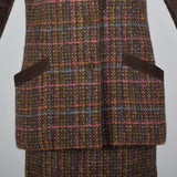 1980s Salvatore Ferragamo Mohair Tweed Skirt Suit with Corduroy Trim