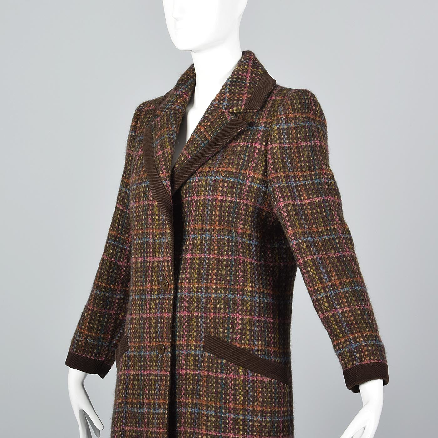 1980s Salvatore Ferragamo Mohair Tweed Skirt Suit with Corduroy Trim