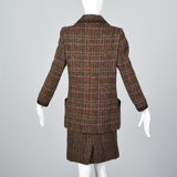 1980s Salvatore Ferragamo Mohair Tweed Skirt Suit with Corduroy Trim